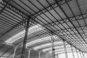 Interior architecture design of warehouse large metal roof struc